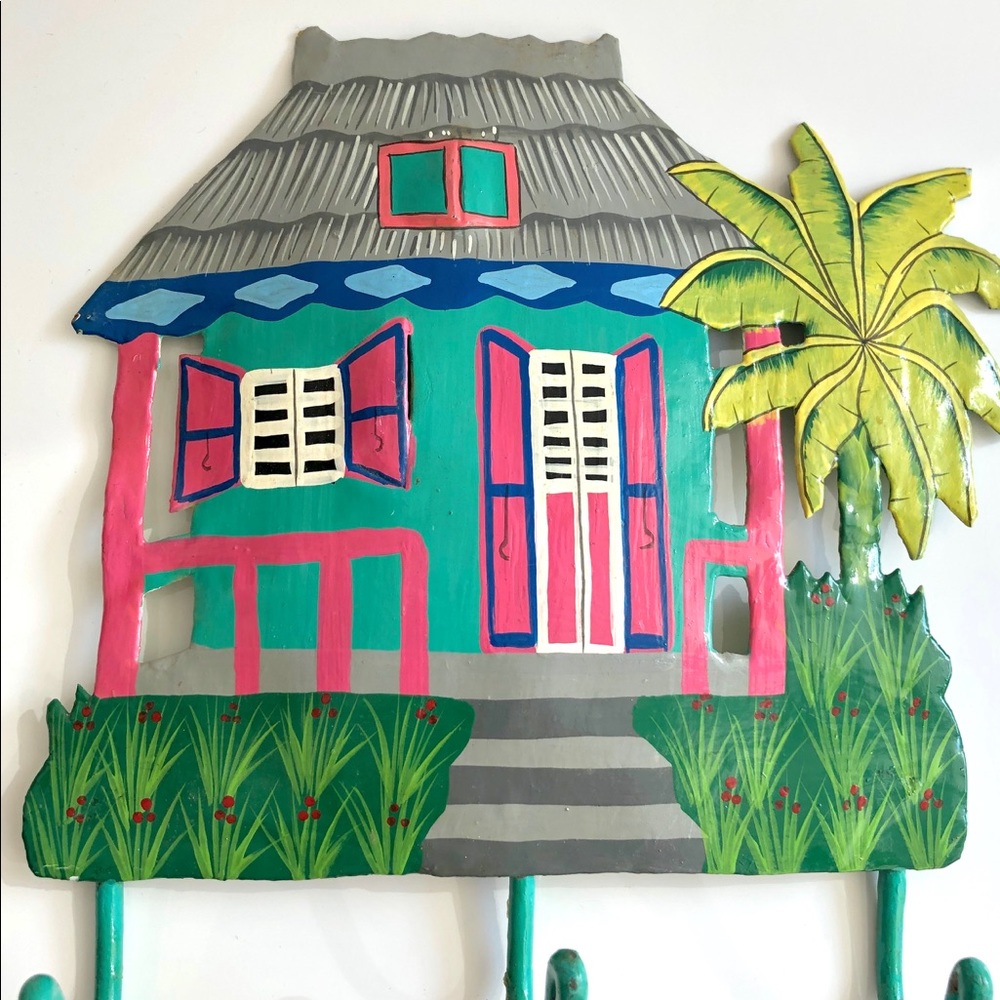 Handmade Painted Metal Wall-Mount Towel Holder